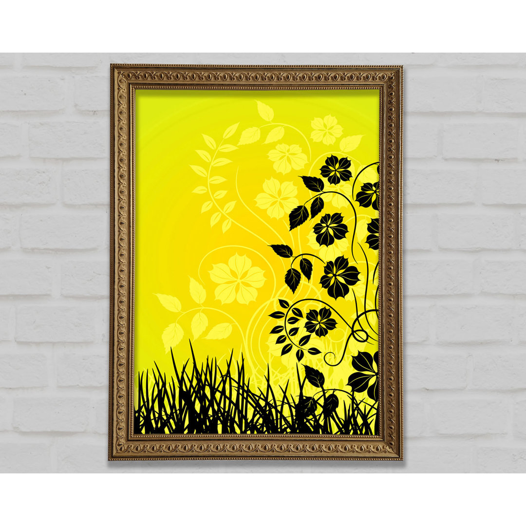 Gold Flowers In Yellow Sun - Einzelner Bilderrahmen Kunstdrucke