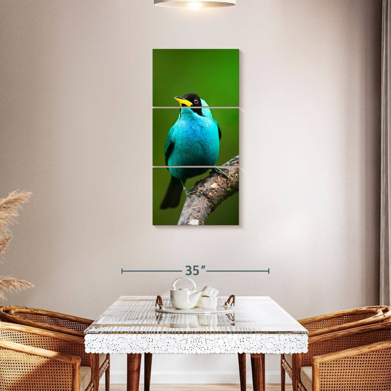 Green Honeycreeper On Branch, 44" H x 21" W