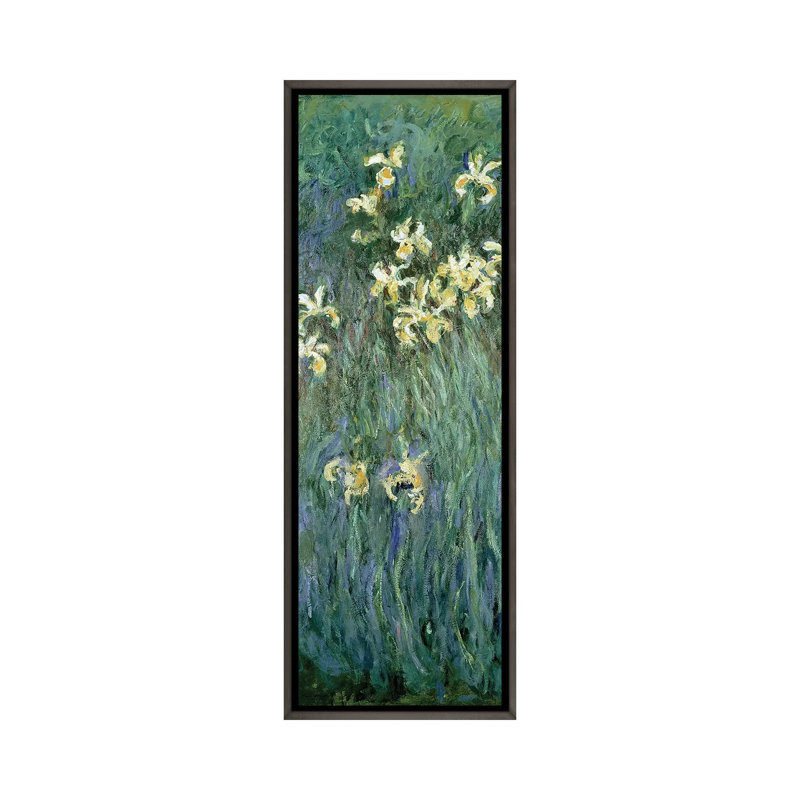 « Les iris jaunes » par Claude Monet, reproduction d’art panoramique, H 36 po x l 12 po x P 1,5 po