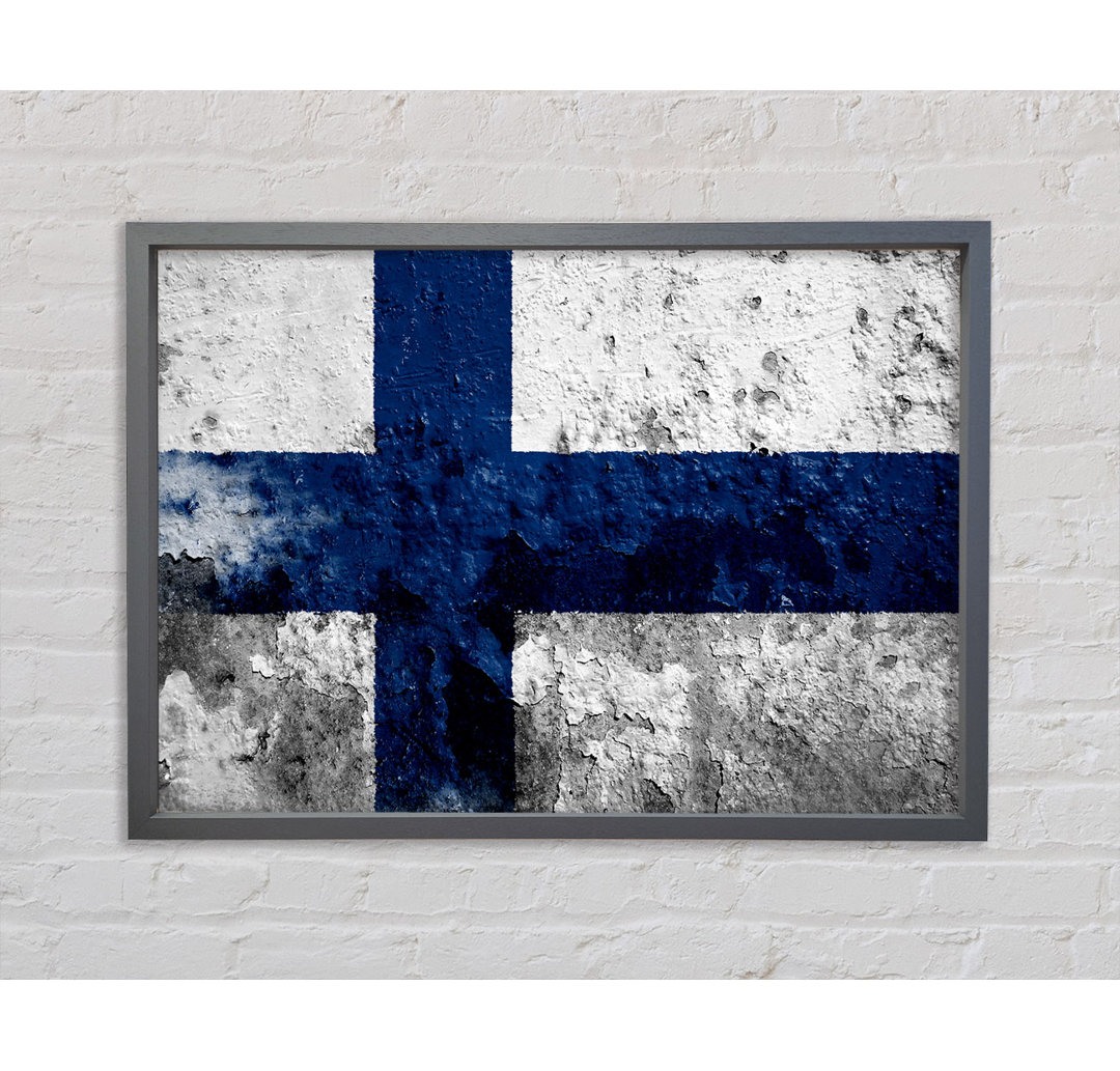 Finnland Flagge - Einzelner Bilderrahmen Kunstdrucke auf Leinwand