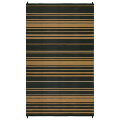 8 x 10 ft Plastic Black Brown Rectangular Area Rug Geometric Modern for Beach Front Porches Patio Picnic RV Camping Garage