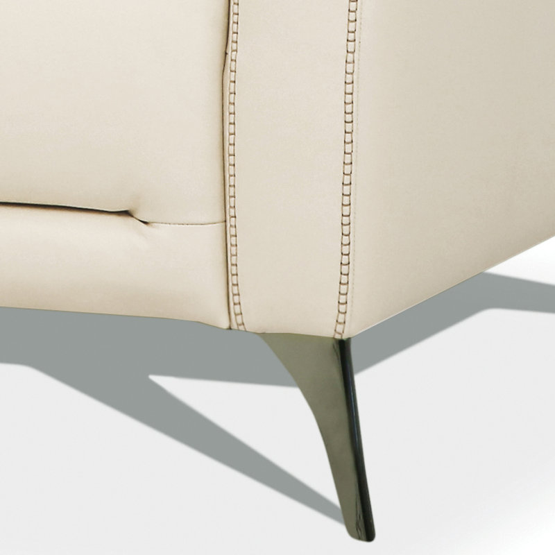 83.5'' Leather Sofa, Cream Genuine Leather