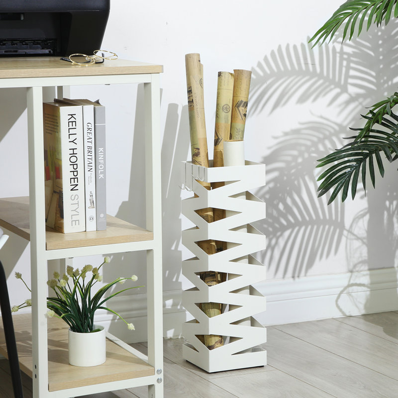 15.5x15.5x49cm Steel Umbrella Stand, White