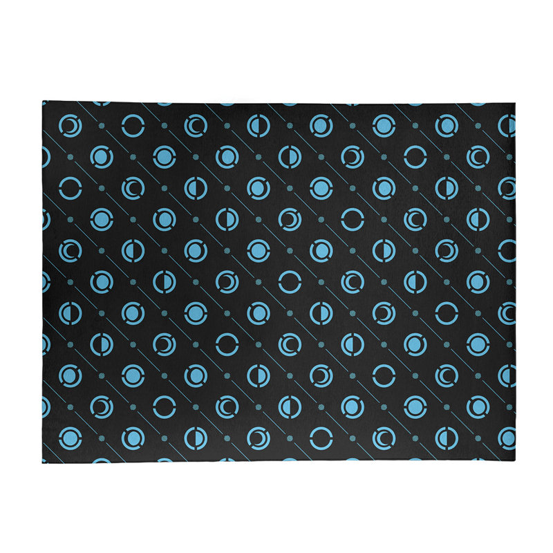 Tapis bleu ciel/noir lune phases, Rectangle 5 pi x 7 pi