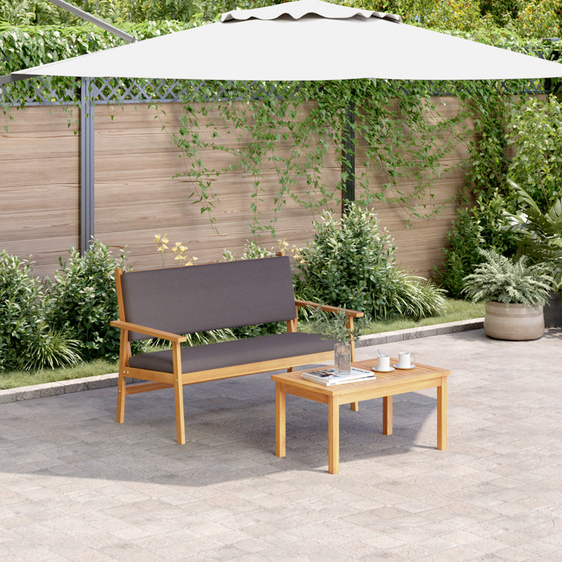 Banc de jardin avec coussin en bois d'acacia anthracite vidaXL