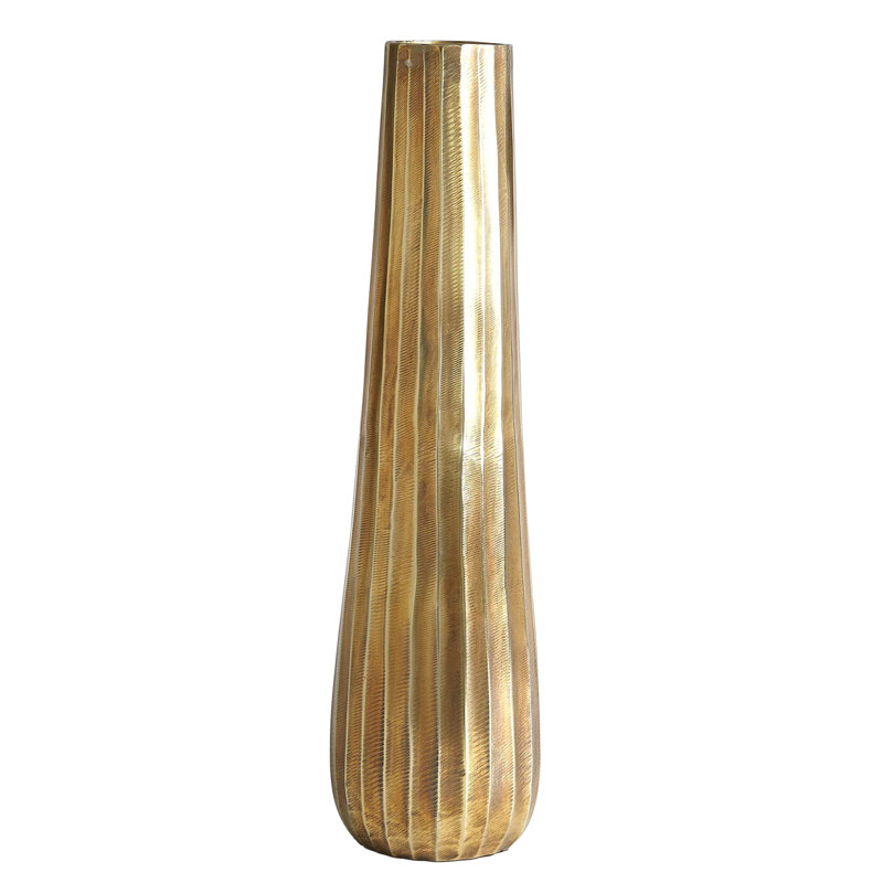 Chased Round Vase-Antique Brass, 27.5" H x 7.5" W x 7.5" D