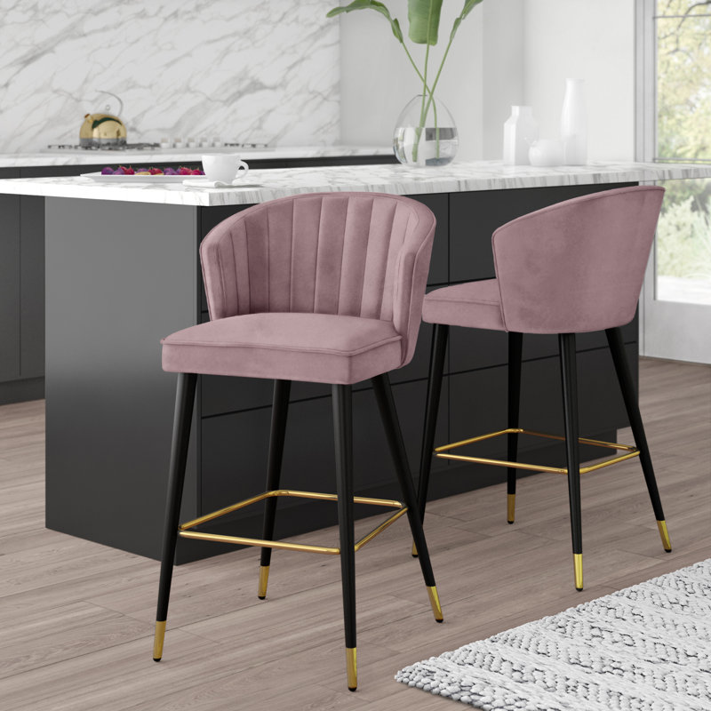 Tabouret de bar 27,3 po Cassie, Velours rose