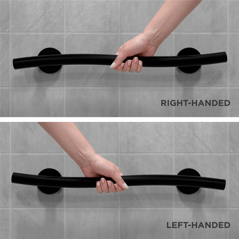 (2x Pack) Wave Grab Bar (24in), Left and Right Orientation, Matte Black