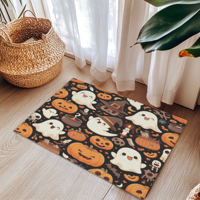 Tapis tressé Spooky Pumpkins, Rectangle 3 pi x 5 pi