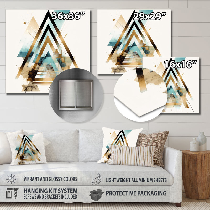Décoration murale Triangle vert Boho I, H 16 po x l 16 po x P 1 po