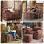 Fauteuil à billes rayé avec repose-pieds rouge