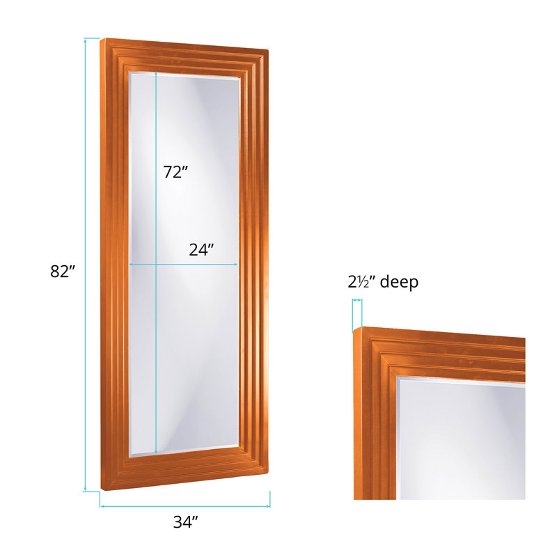 Amy Modern & Contemporary Beveled Full Length Mirror, 82" x 34", Orange
