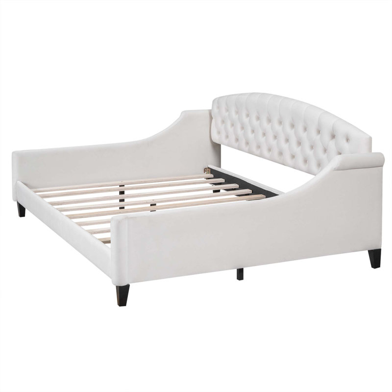 Modern Luxury Tufted Button Daybed, Beige, Full/Double