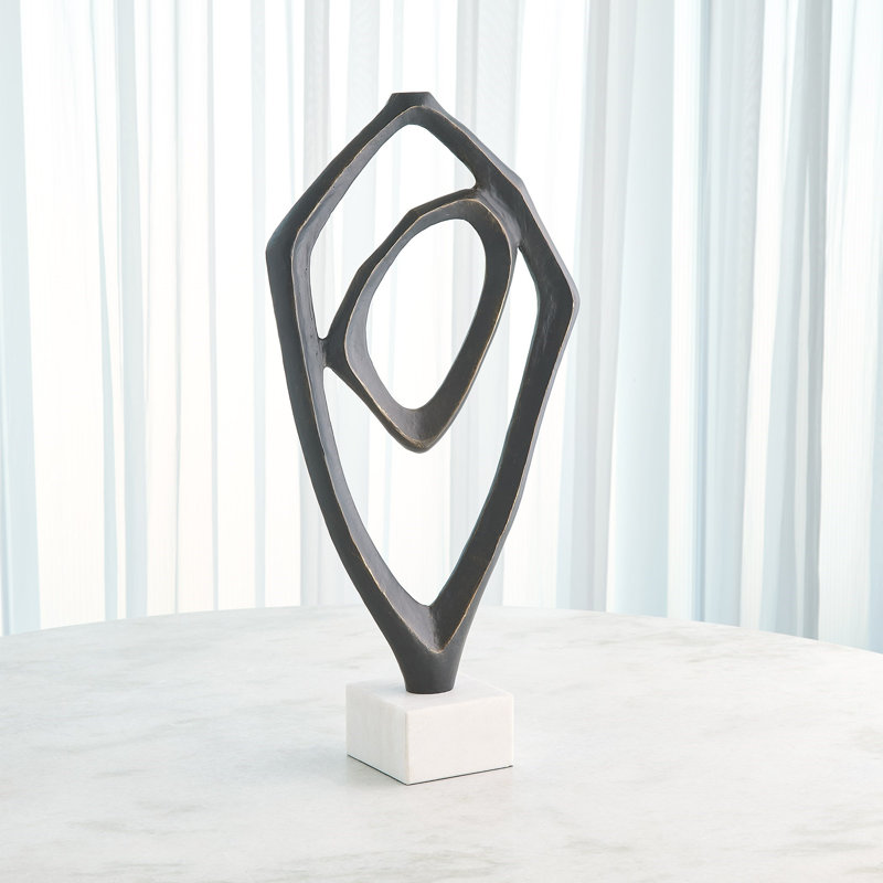 Interplay Sculpture-Bronze, White/Brown/Black