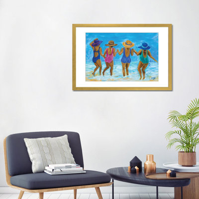 Mesdames sur la plage, impression encadrée sur papier par Julie Derice