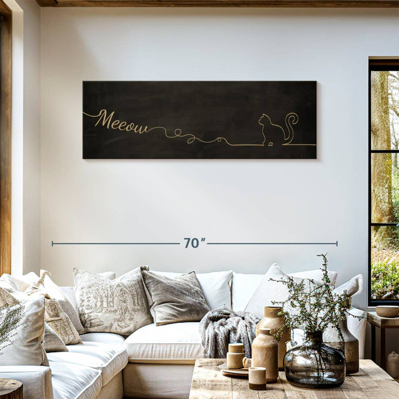 Chat Meow sur toile, H 18 po x l 54 po x P 1,25 po