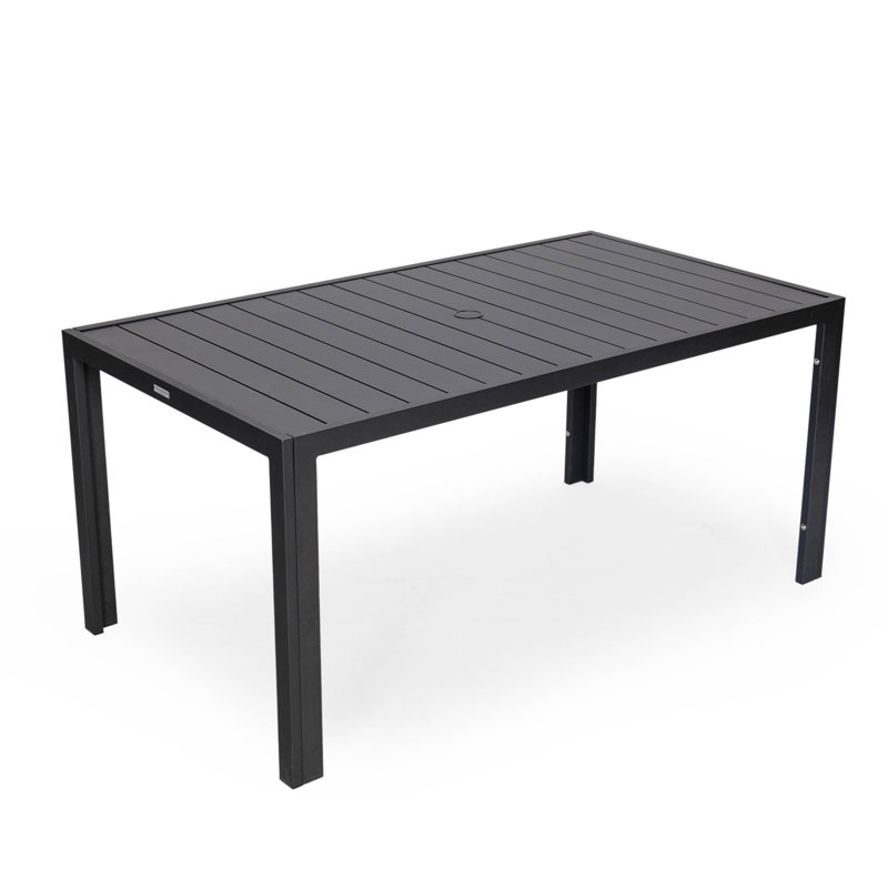 Letendre Rectangular Metal Outdoor Dining Table , in. W 35.43'' in. D, 35.43" W x 63" L x 29.53" H