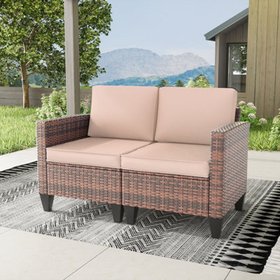 Kisner 49" W Outdoor Wicker Loveseat With Cushions