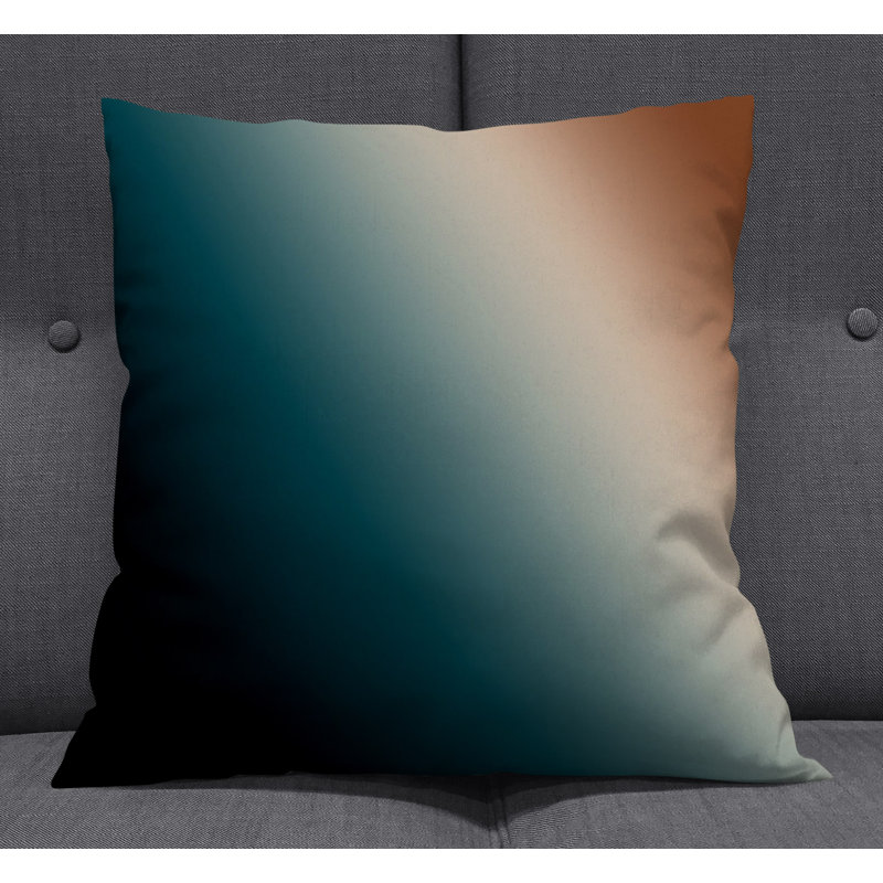 Throw Pillow With Insert, Black/Green/Orange Ombre 3, 20"H x 20"W
