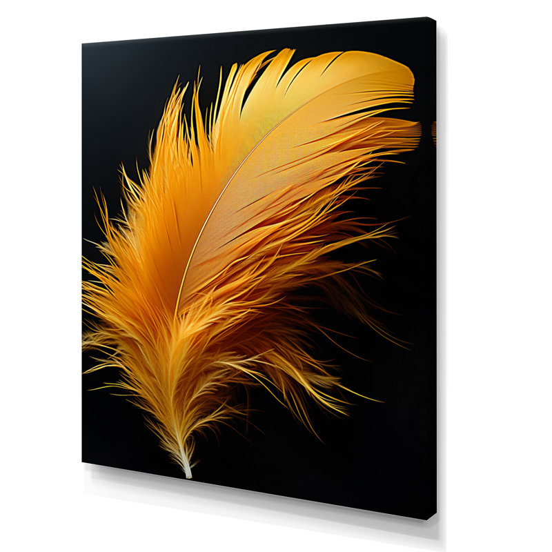 Plume orange élégante sur toile, Toile tendue, H 32 po x l 24 po x P 1 po
