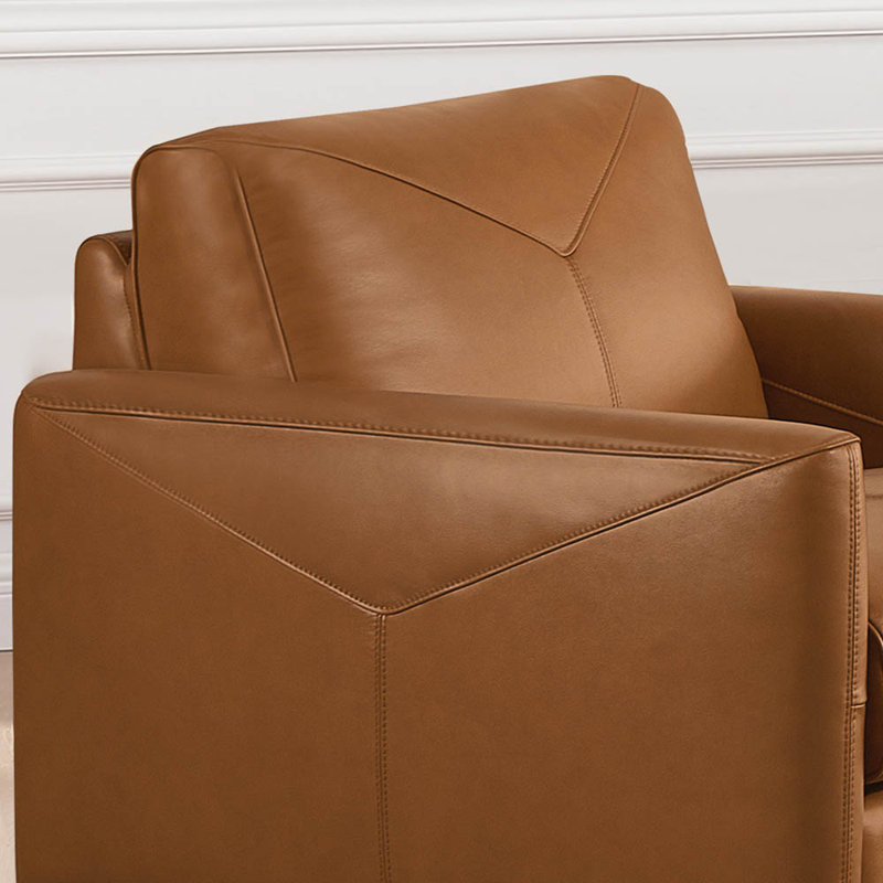 Chaise en cuir Middleton, Cuir véritable brun cognac