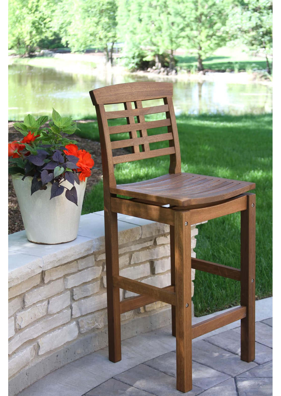 Benedetto 45'' Eucalyptus Outdoor Bar Stool