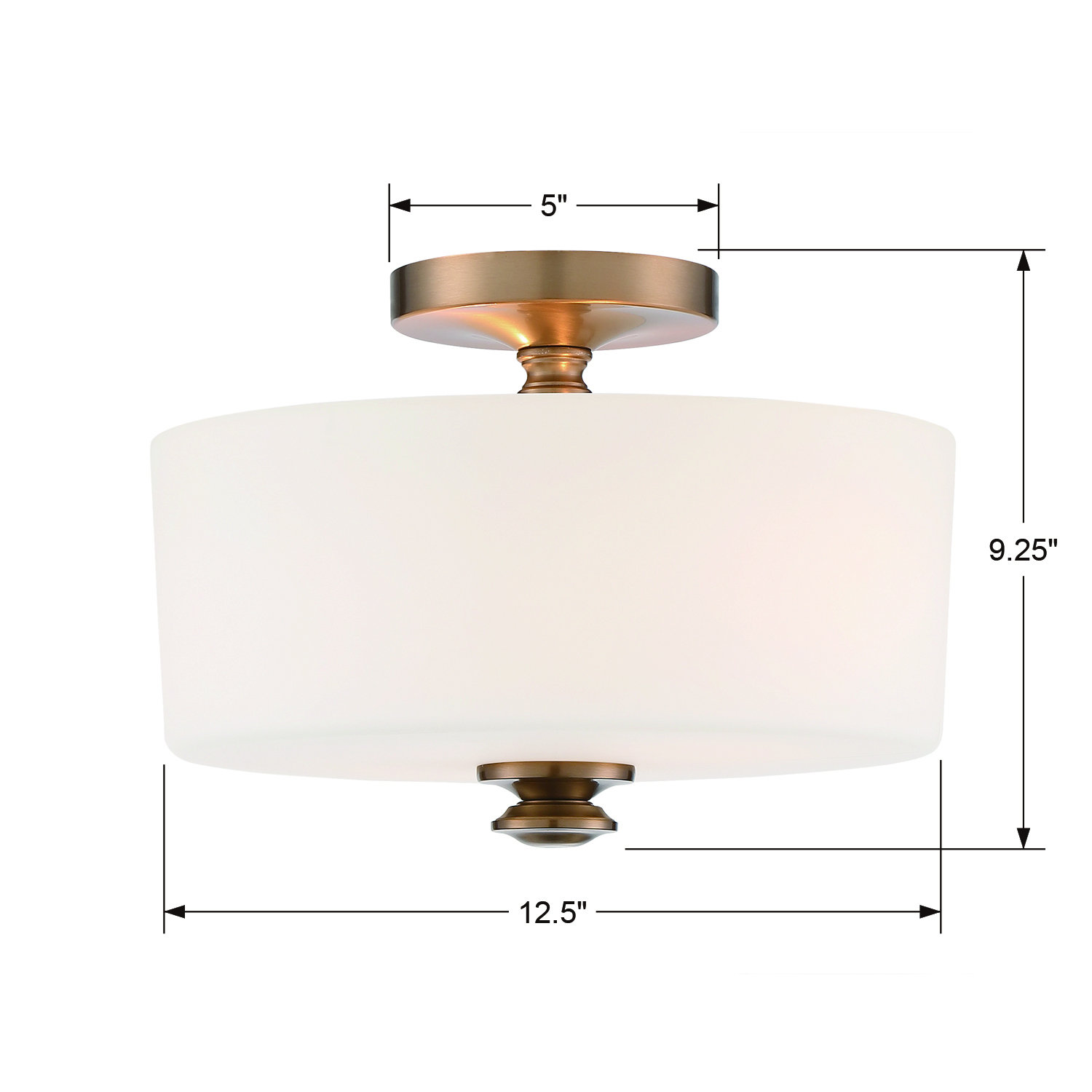 Nula 2-Light Semi Flush Mount, Vibrant Gold