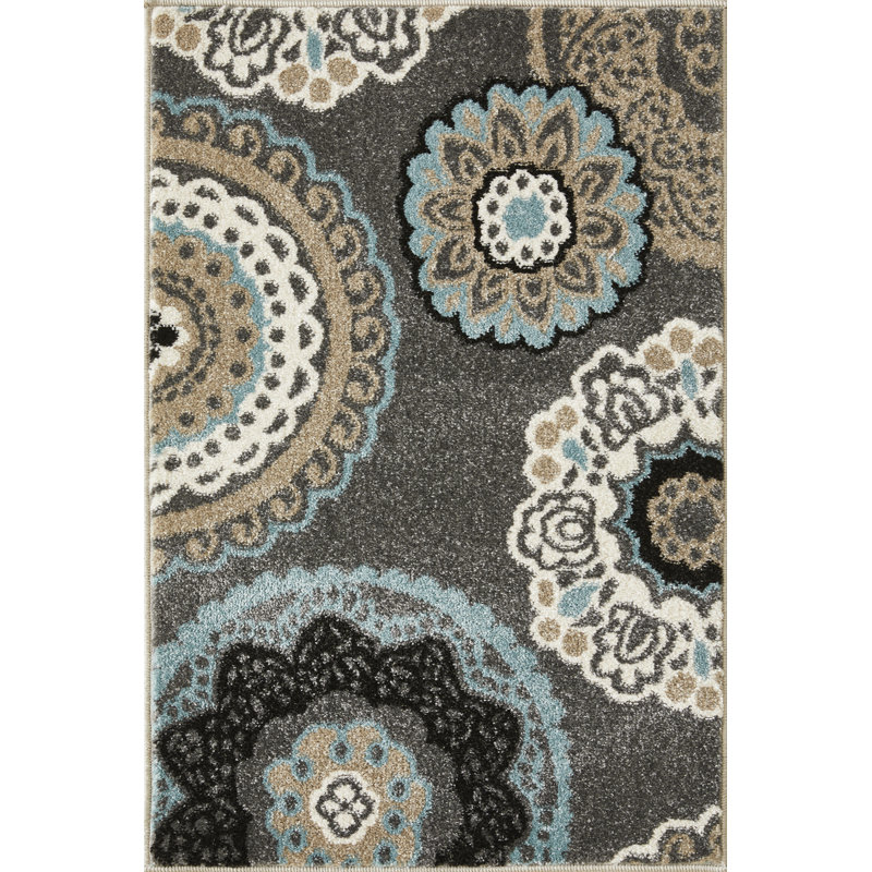 Tapis gris en polypropylène tissé à la machine Ginerva, Rectangle 2 pi x 3 pi