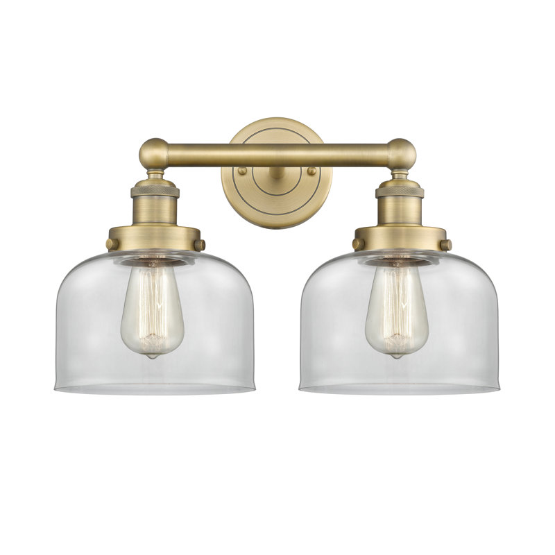 Éclairage pour meuble-lavabo à 2 lumières à intensité variable Arlester, Transparent, Laiton brossé