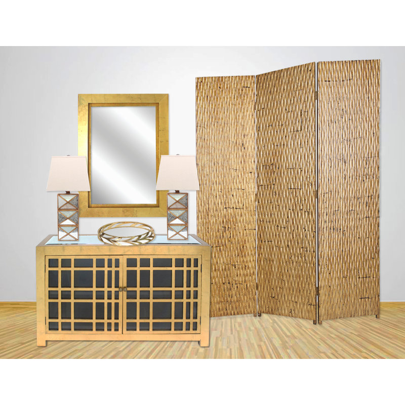 Lovelace Wood Flat Wall Mirror, Gold