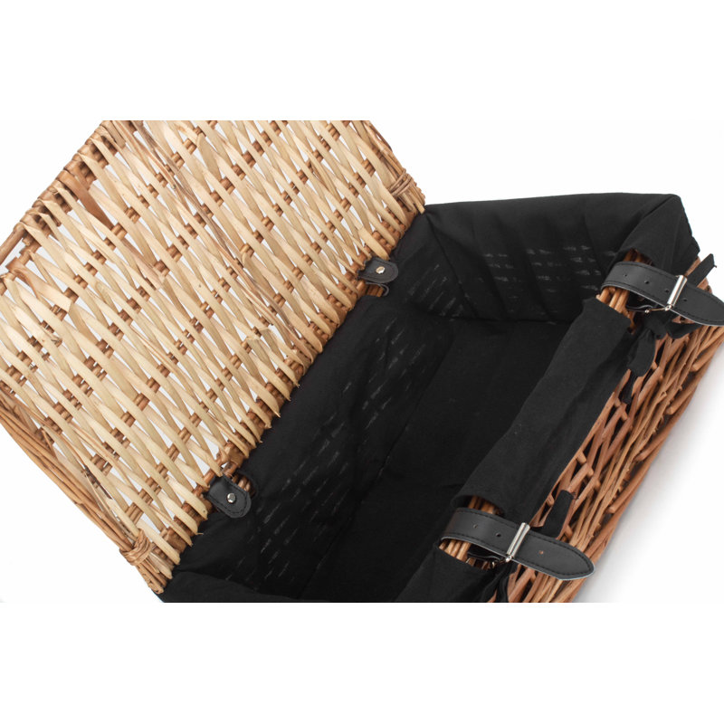 Wicker Lined Packaging Gift Hamper Basket, Black, 11cm H x 34cm W x 19cm D