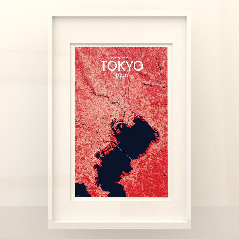 Tokyo City Map In Nautical - No Frame Print, 36cm H x 24cm W x 0.05cm D