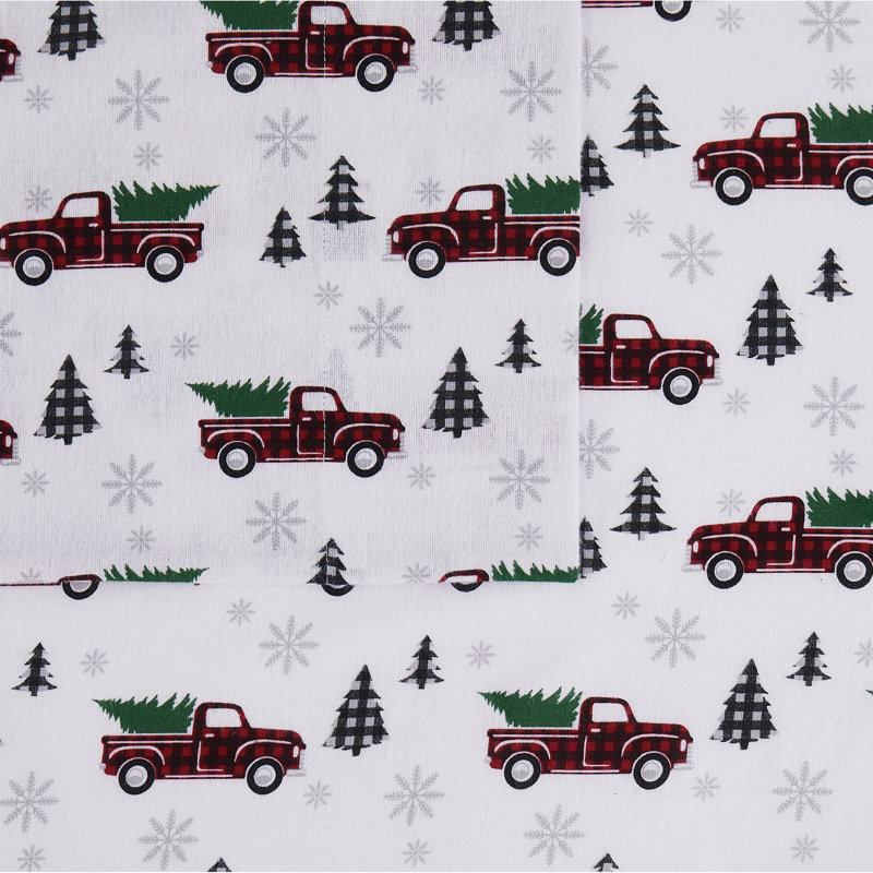 Holiday Novelty 100% Cotton Standard Sheet Set, Queen Sheet Set + Fitted Sheet + 2 Pillowcases
