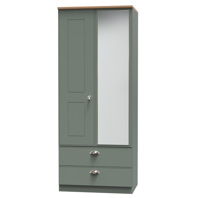 Conners Manufactured Wood Wardrobe, Reed Green/Riviera Oak
