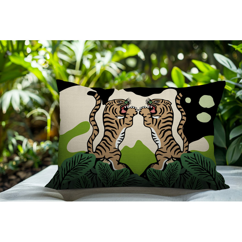 Oreiller rectangulaire réversible intérieur / extérieur Mikro Tiger, Chartreuse, H 20 po x l 14 po