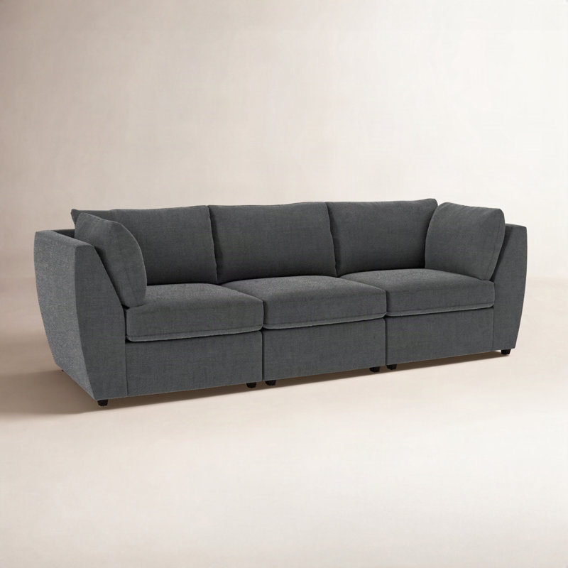 Canapé modulaire rembourré 3 pièces Caldwell, Fumée Davis