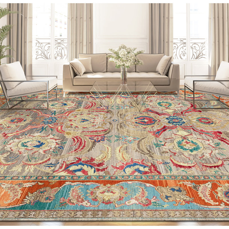 Wool Oriental Area Rug in Camel And Multi, Rectangle 12' x 15'