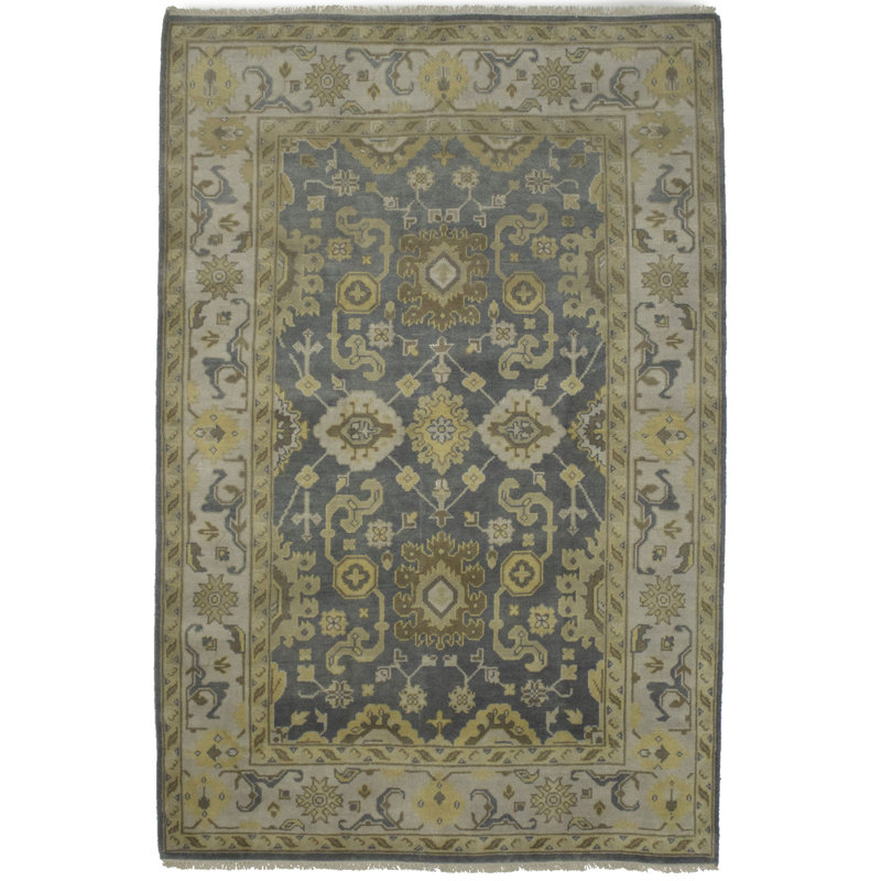 Tapis oriental gris Oushak Chobi Mute