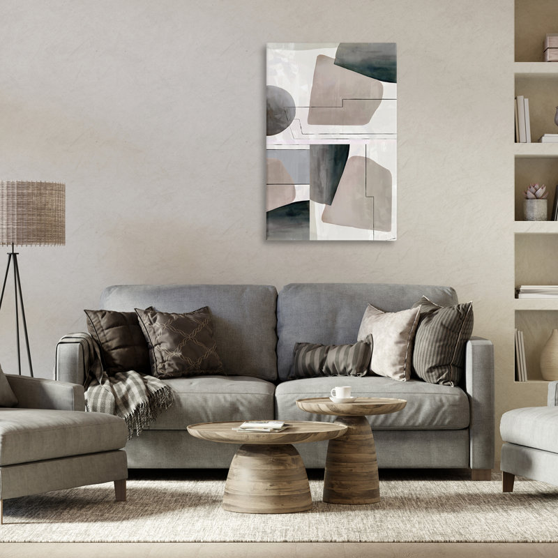 Art mural moderne à motif géométrique neutre, design par cartissi, H 36 po x l 24 po