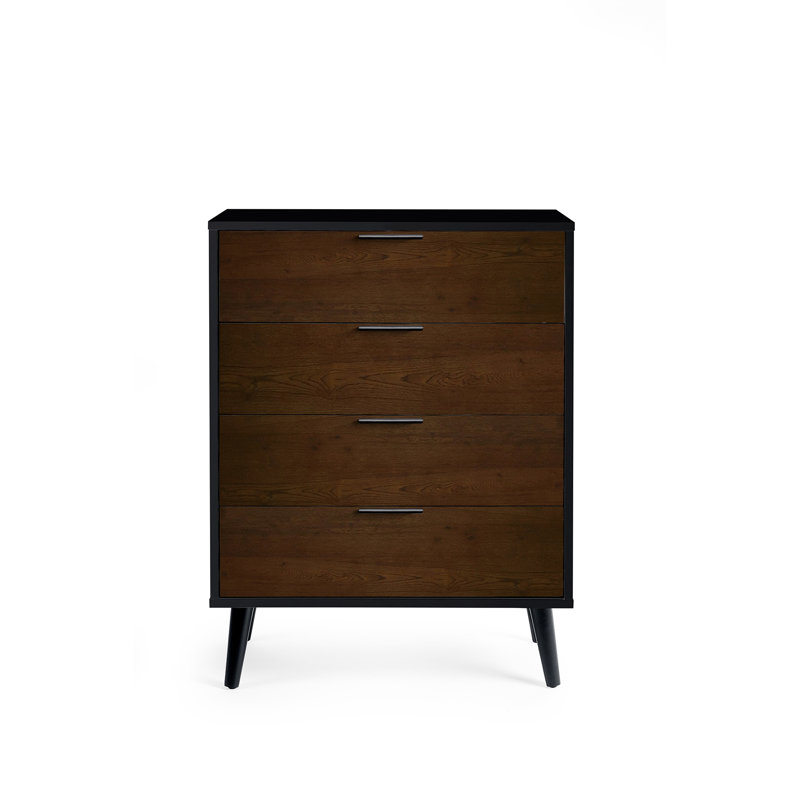 Destany 78cm W 4 - Drawer Chest of Drawers, Walnut/Black