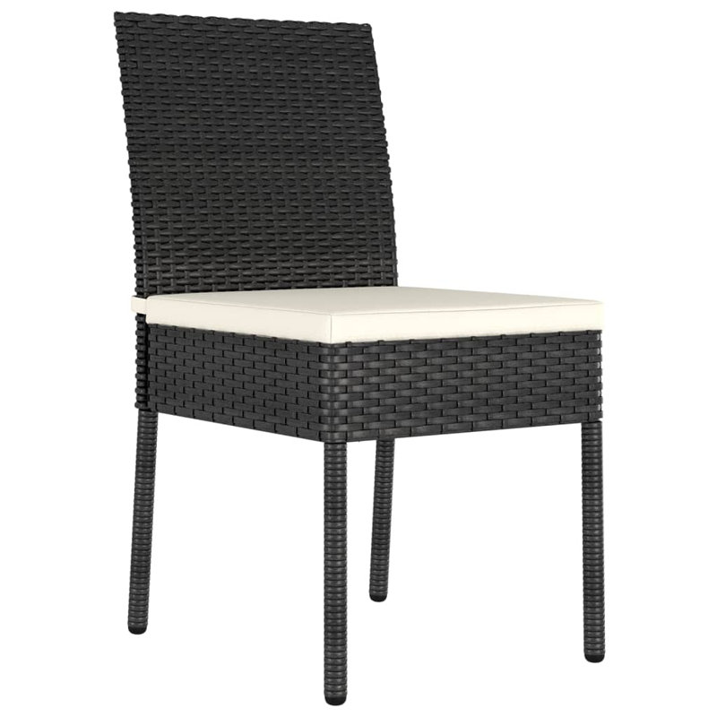Crean Patio Dining Side Chair with Cushion, Black, Cream