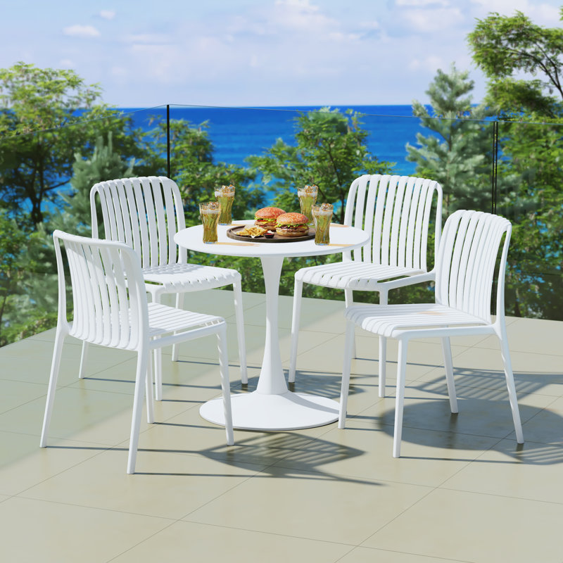 Outdoor Round Dining Set, White