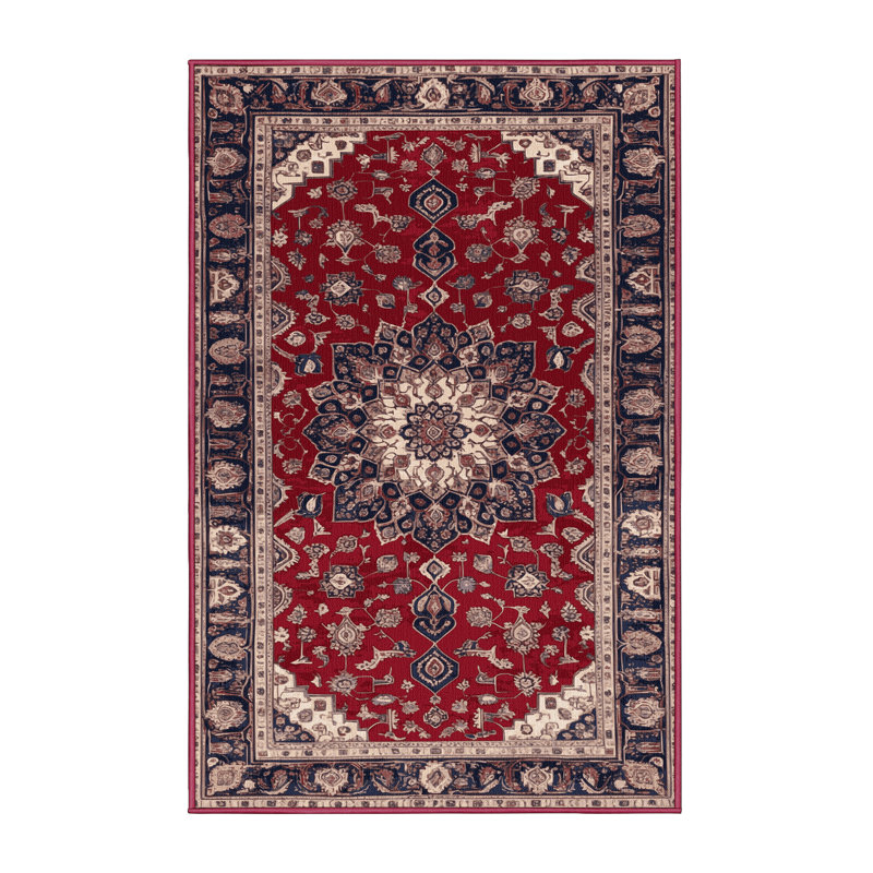 Machine Washable Persian Red Area Rug, Runner 2' x 5'