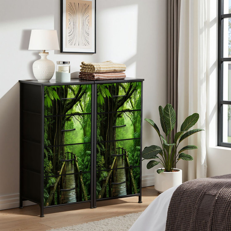 Commode pour commode de chambre à coucher pour garde-robe de la jungle asiatique et commodes en tissu