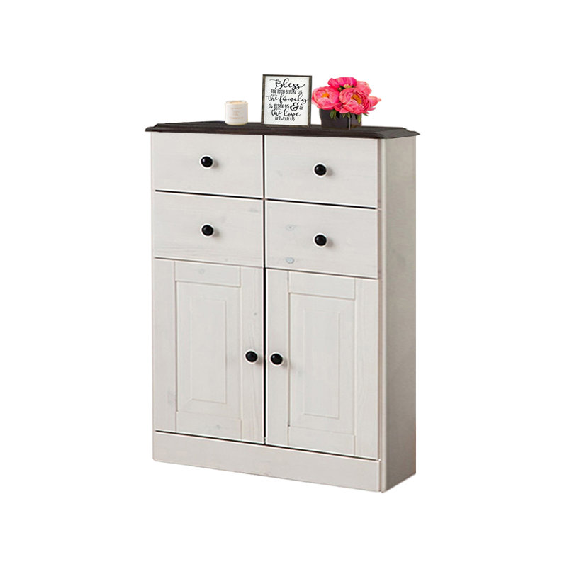 Vernita Solid Wood Freestanding Bathroom Cabinet, Havana White Lacquer