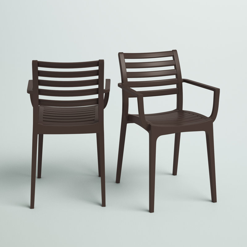 Melissus Stacking Patio Dining Armchair, Brown