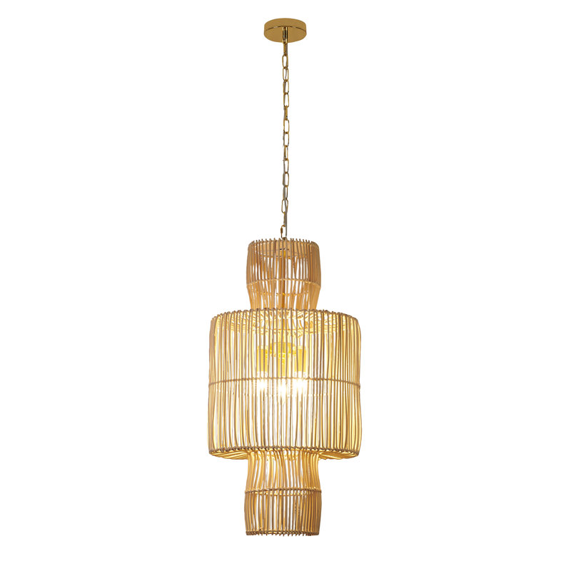 Luminaire suspendu en bois 3 lumières Transitional
