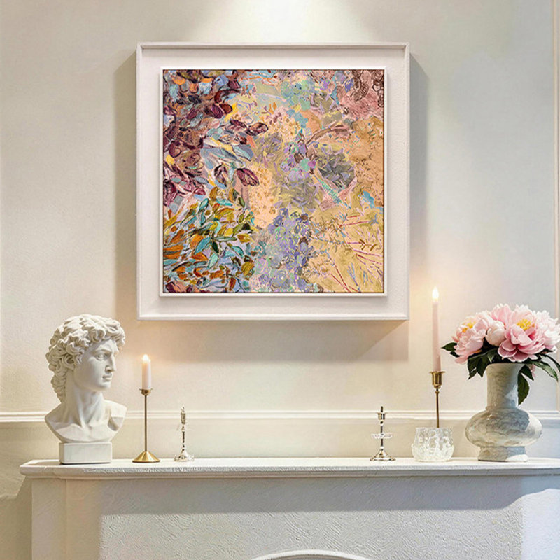 Art mural carré moderne Mid-Century pour salon, H 31,5 po x l 31,5 po