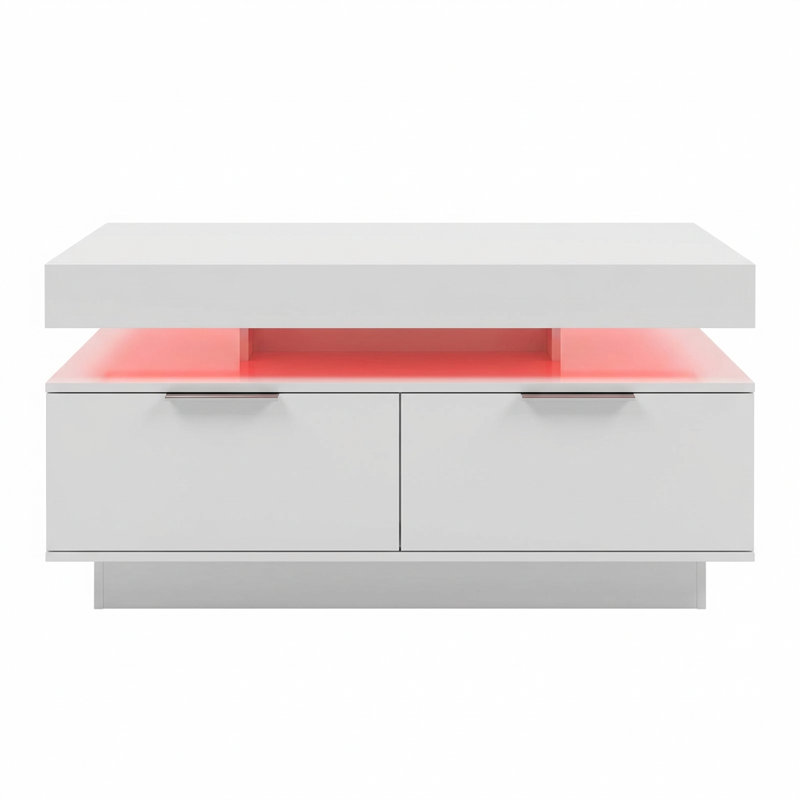 Frame Coffee Table with Storage, White