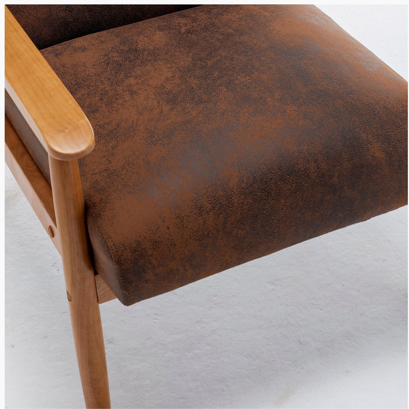 Fauteuil de style Mid-Century moderne de 25,38 po de largeur, brun clair, Marron clair